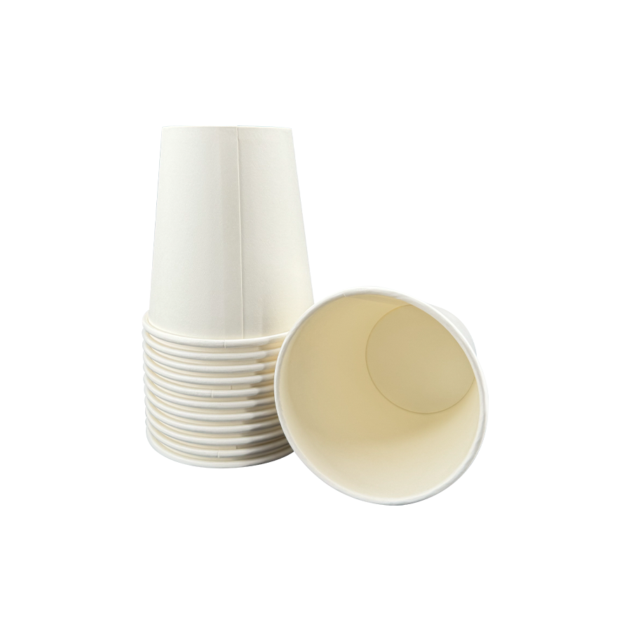 10oz witte wegwerp papieren drankbekers met opgerolde randen